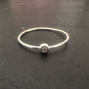 14k White Gold Band with single Diamond Solitaire